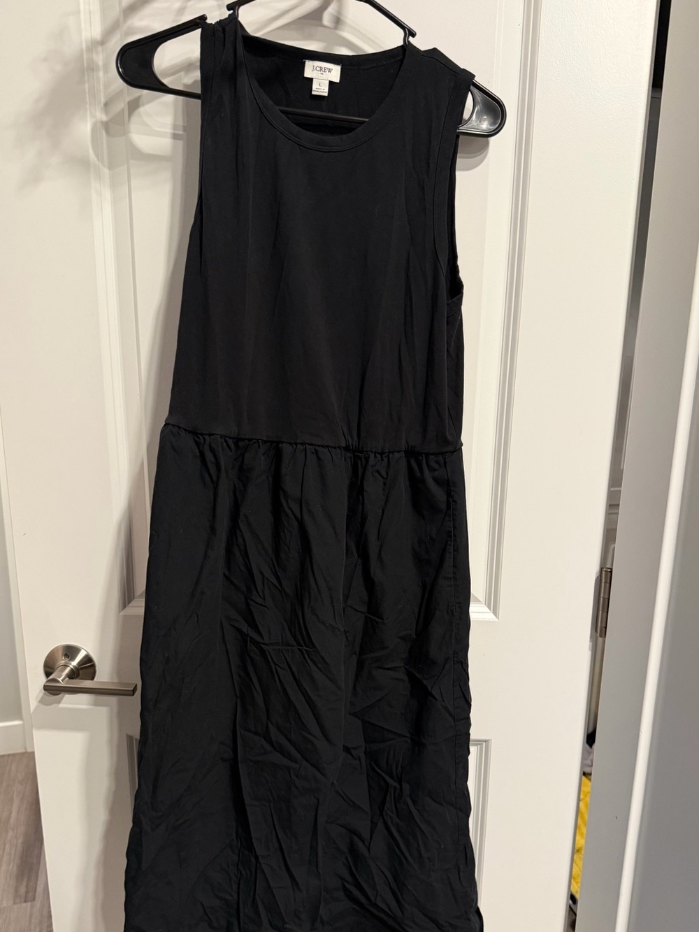J.Crew Black Sleeveless Drop Waist Midi Dress Size Large